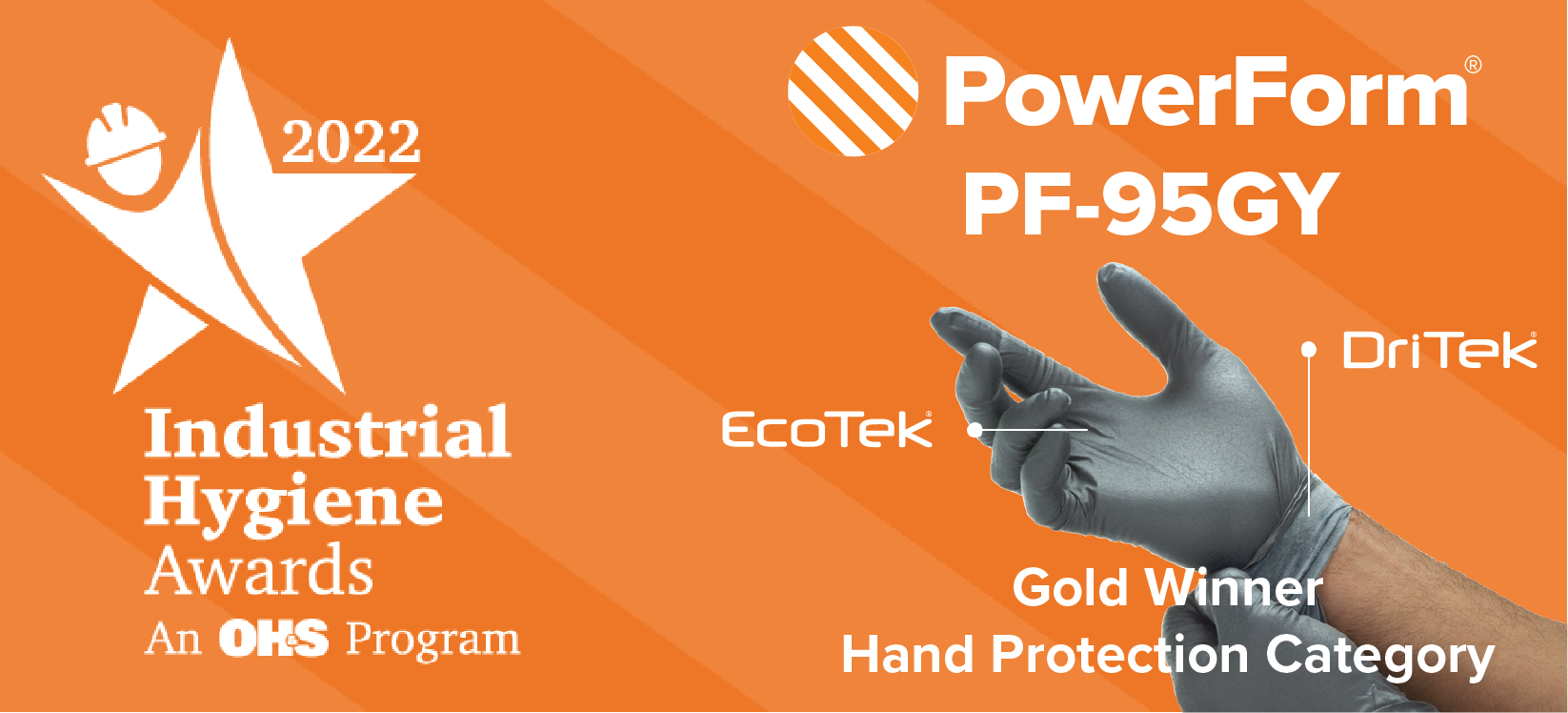 SW® Safety PowerForm® EcoTek® Biodegradable DriTek® Gray Nitrile Exam Gloves, 8.2-mi